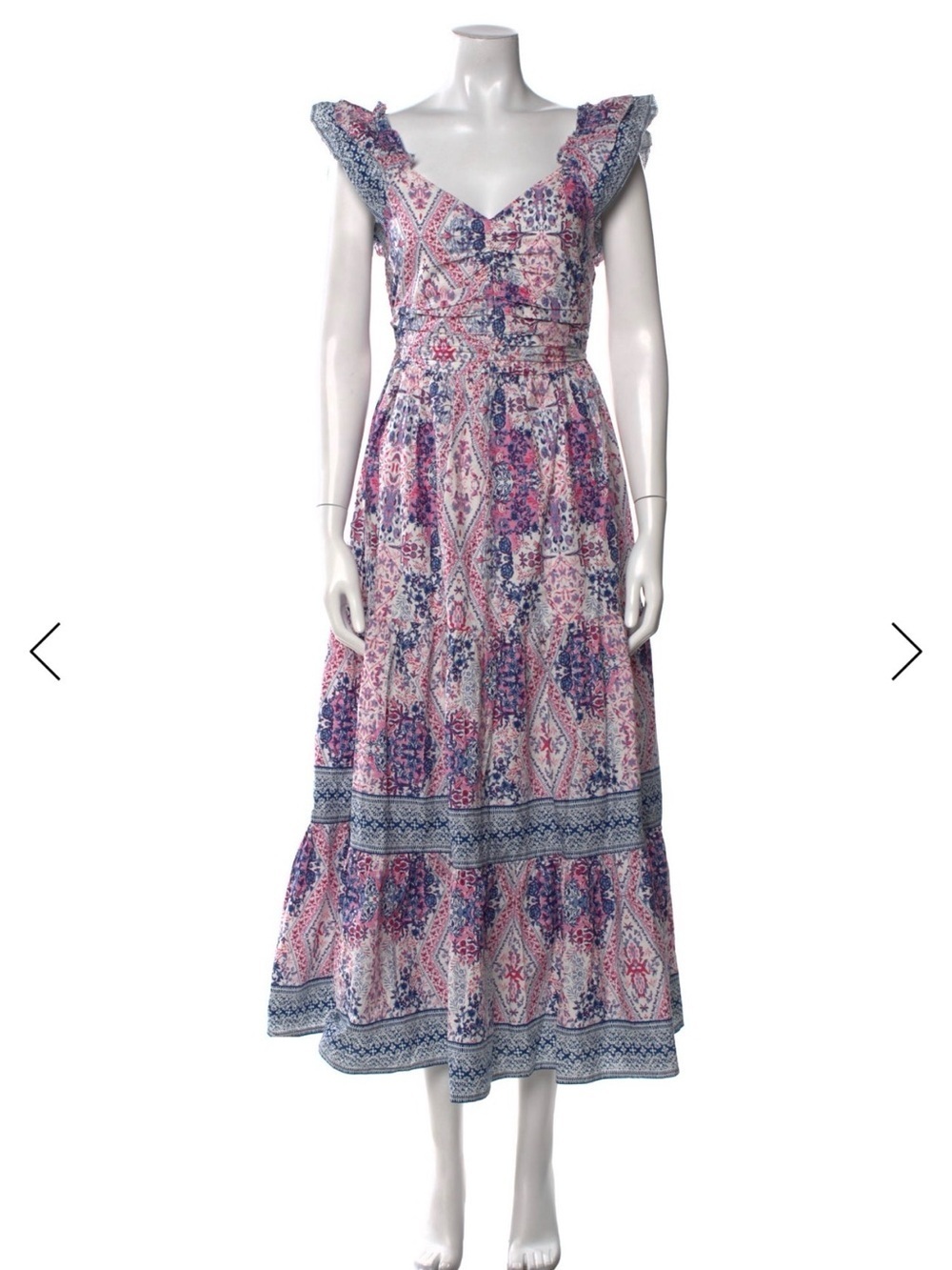 Caroline Constas Pink and Blue Midi Dress NWT